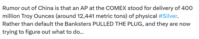 Reason for the CME to fake a cooling issue to shut down trading today.