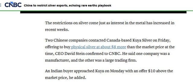 HOLY HELL😲. China and India are in a bidding war directly with miners rn. They’re bypassing retail and exchanges!! China is offering 8$ above spot, India just upped it to 10$ over